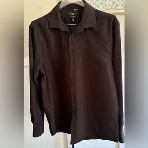 Calabrum London Men’s Button Down Shirt Dark Brown Regular Fit Size L